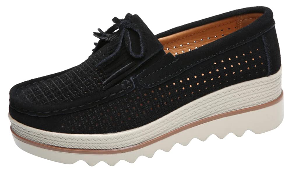 FENIKUSU Women's Platform Loafers - Soft-Soled Slip On Leather Penny Shoes for Women | Comfortable Casual Flatform Sneakers for Work, Travel & Everyday Wear