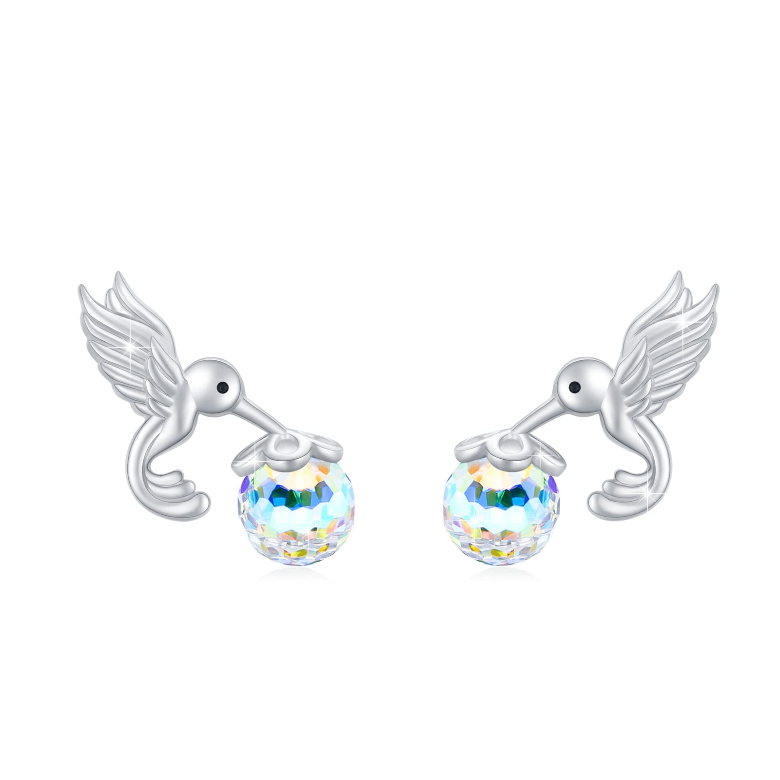 925 Sterling Silver Hummingbird/Dinosaur/Bat/Phoenix/Owl Stud Earrings for Women & Girls - Hypoallergenic Animal Jewelry Gifts for Newly Pierced Ears - Perfect for Everyday Wear, Parties, and Special Occasions