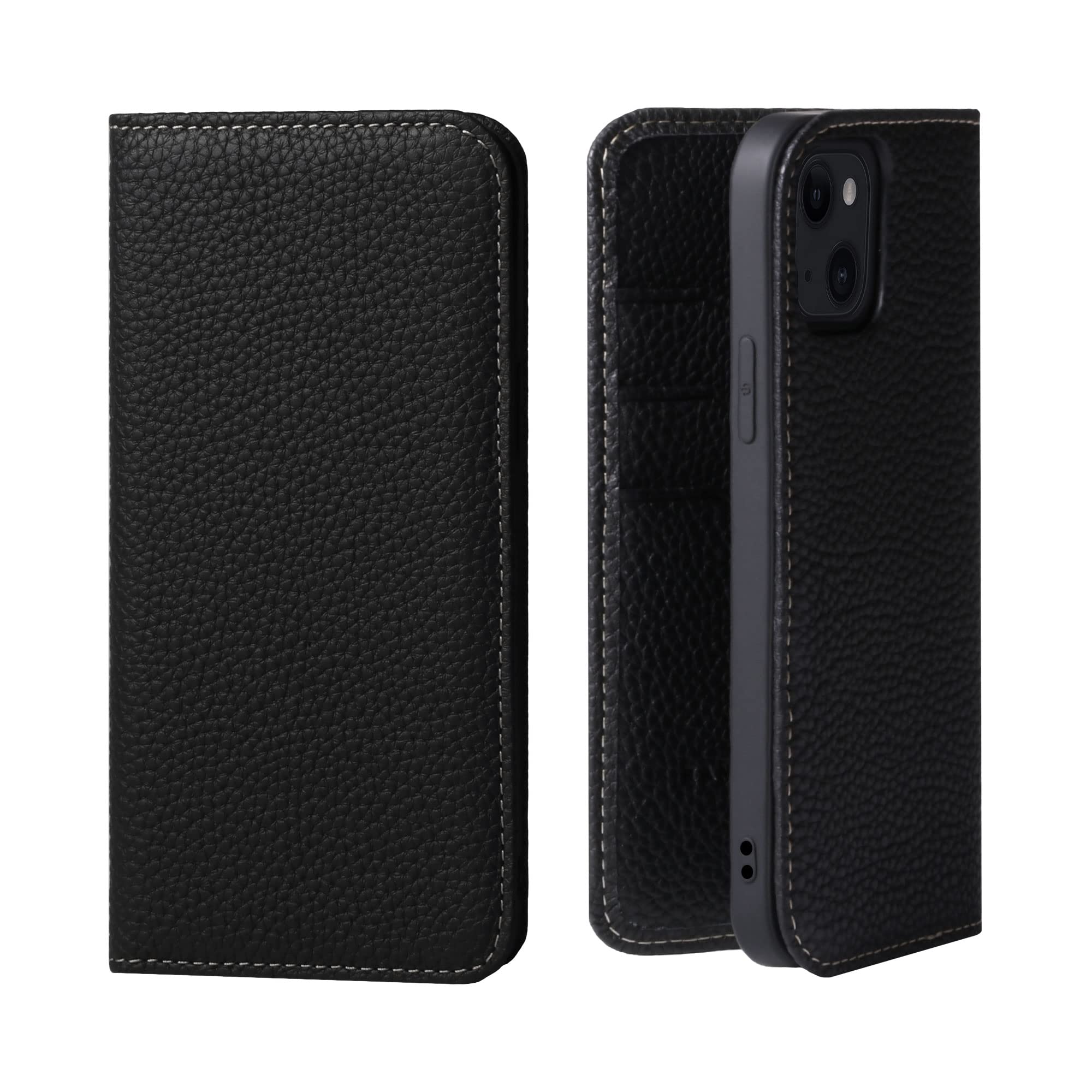 Genuine Calfskin Leather Wallet Case for iPhone 13 with Magsafe - Flip Cover with Card Holder Slots | Slim Protective Phone Case for Everyday Use & Travel