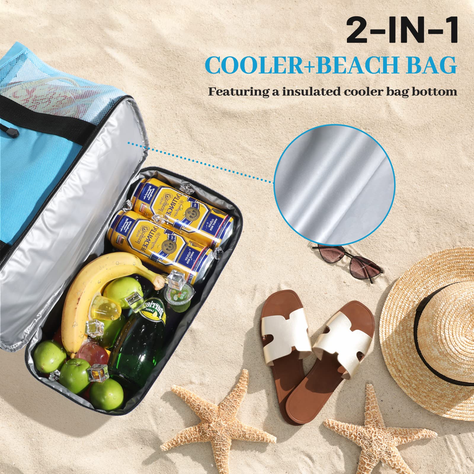 Waterproof Mesh Beach Tote - Large Cooler Bag for Women | Swim & Travel Essentials