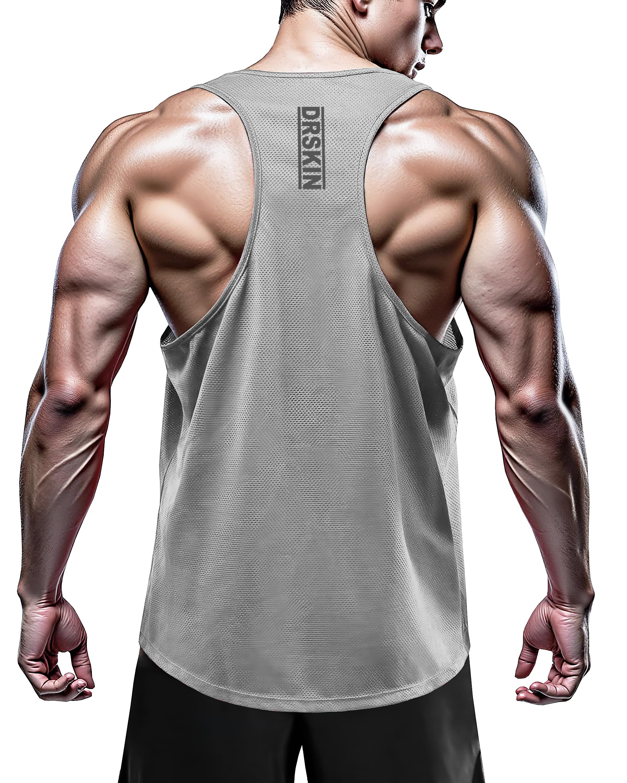 DRSKIN Men's 4/3/1 Pack Sleeveless Tank Tops - Moisture Wicking Y-Back Muscle Shirts for Gym, Workout & Athletic Training - Lightweight & Breathable Quick-Dry Fit for Running, Basketball & Outdoor Sports