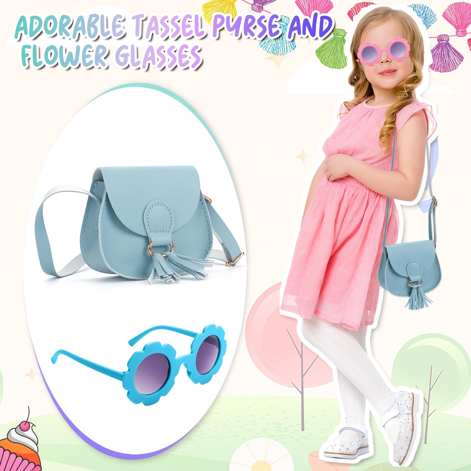 **Girls Crossbody Purse for Kids Age 2-14 | Adjustable Shoulder Bag with Tassel | Cute Toddler Purse for School, Travel & Play**    (Note: This optimized title improves keyword relevance, adds age specificity, highlights adjustable features, and includes usage scenarios like school, travel, and play.)
