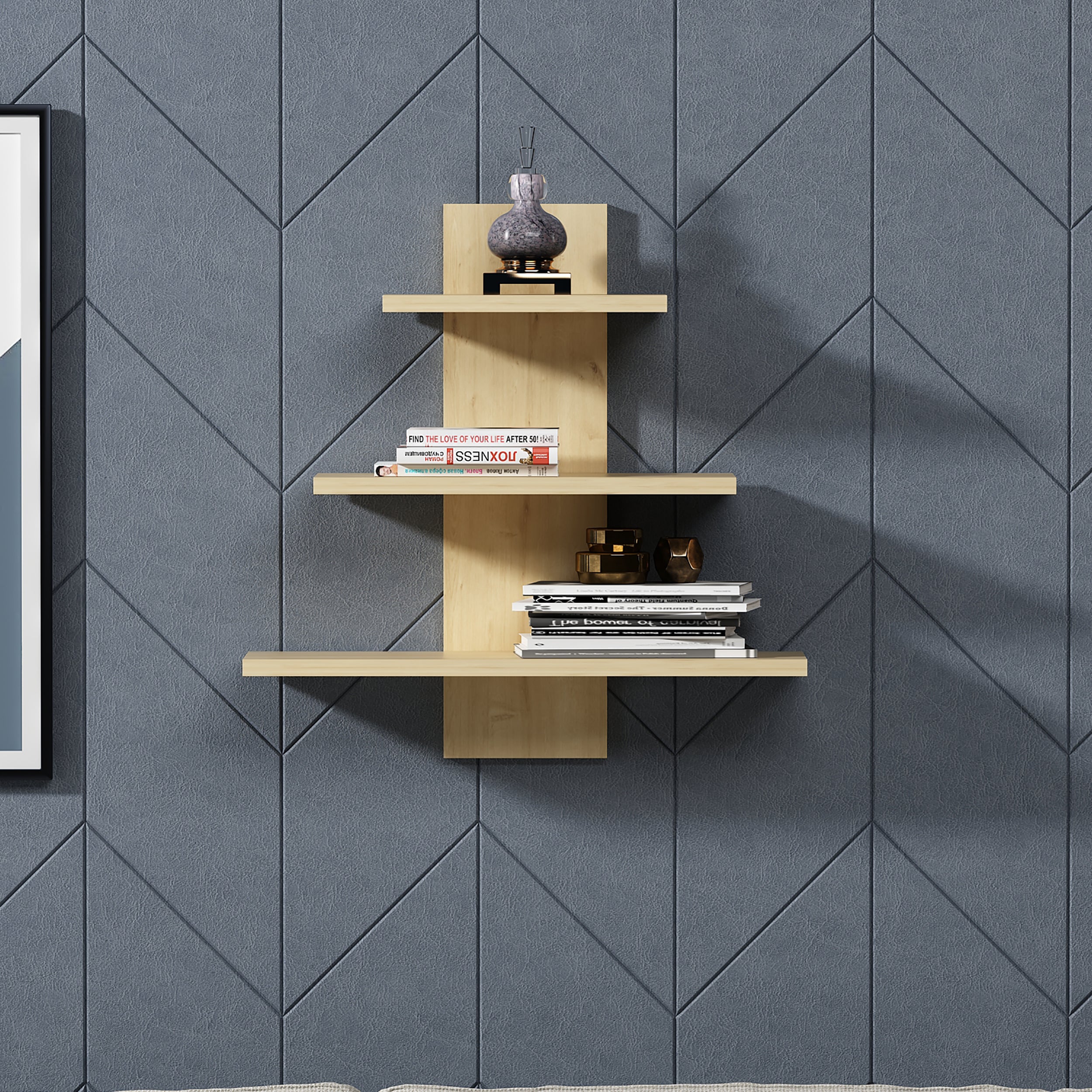 Floating Wall Shelf for Home Decor - Modern Wooden Shelf for Living Room, Bedroom, Bathroom - Ohio Handmade Rustic Wall Storage Solution - Perfect for Displaying Books, Plants & Decorative Items