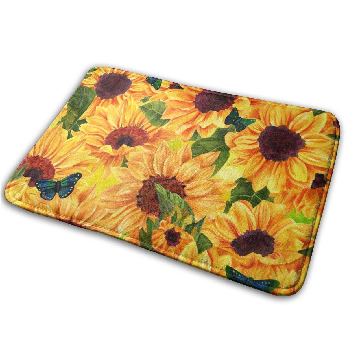 Memory Foam Bathroom Rugs - Non-Slip Bath Mat with Sunflower Daisy Design, 15.7 x 23.5 Inch for Indoor/Outdoor Use - Perfect for Bathroom, Kitchen, Front Door & Patio