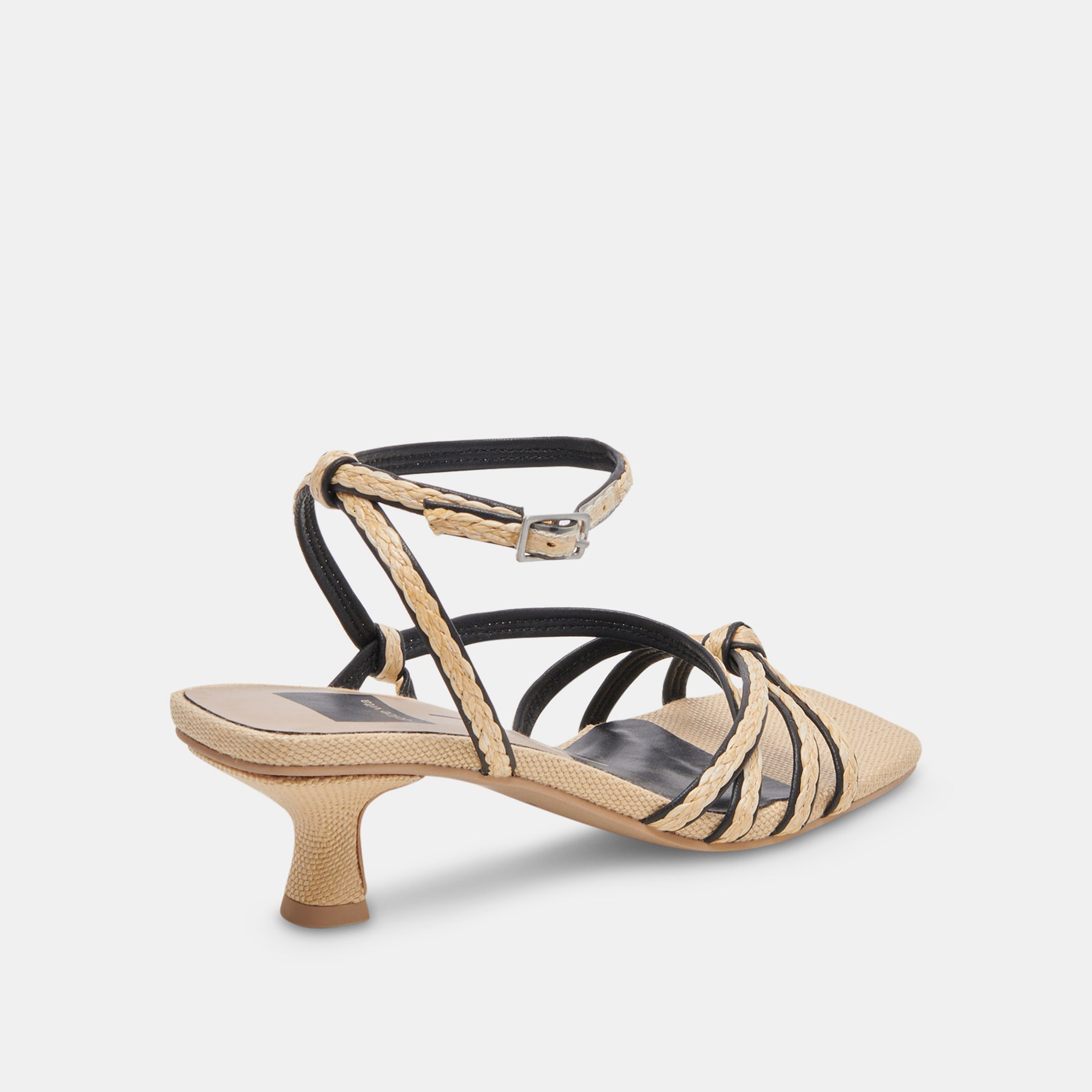 BEV Braided Wide Heel Sandals for Women - Black & Natural Jute Material - Comfortable Summer Beach Shoes for Outdoor Walking and Casual Wear