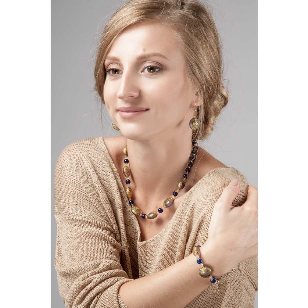Authentic Murano Glass Necklace from Venice - Ca D'oro Cobalt Blue Handmade Jewelry | Perfect for Weddings, Gifts & Special Occasions
