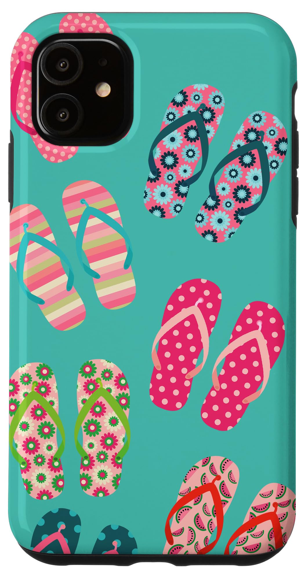 iPhone 11 Summer Phone Case - Colorful Flip Flop Sandal Design Protective Cover | Perfect for Beach Vacations, Pool Parties & Summer Outings