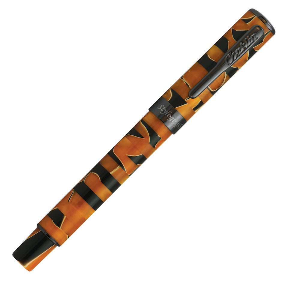 Conklin Stylograph Mosaic Fountain Pen - Orange & Black Luxury Writing Instrument for Calligraphy, Journaling & Professional Use