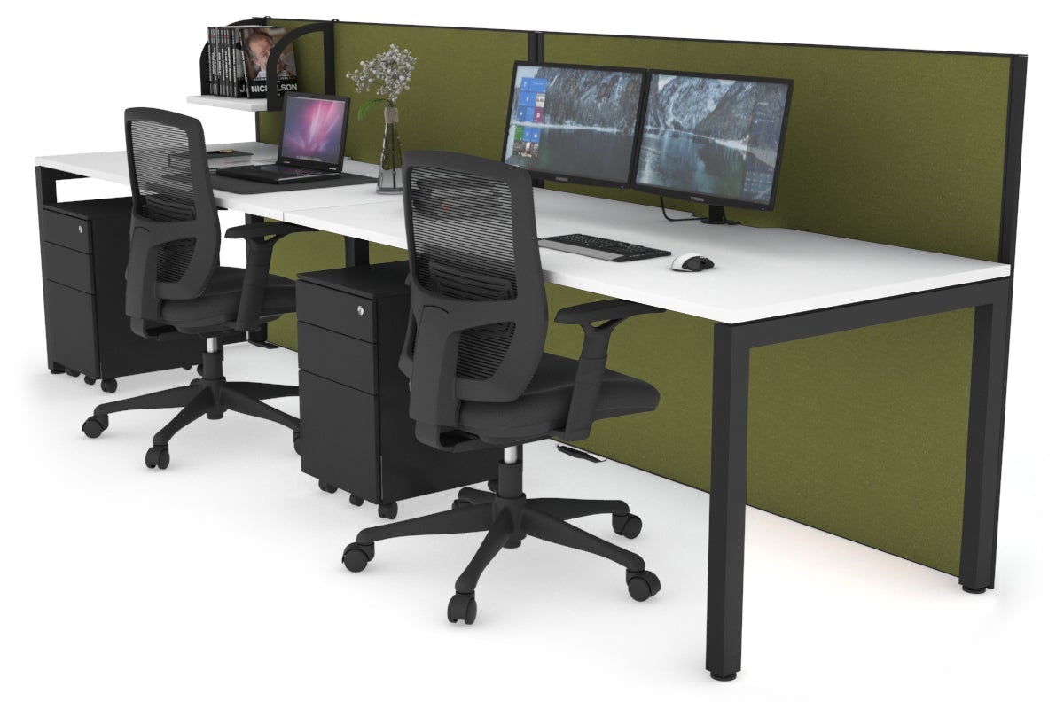 Horizon Quadro 2 Person Office Workstation with Square Legs - 1400L x 800W Dimensions, Cable Management Scallop - Perfect for Shared Workspaces & Collaborative Office Environments