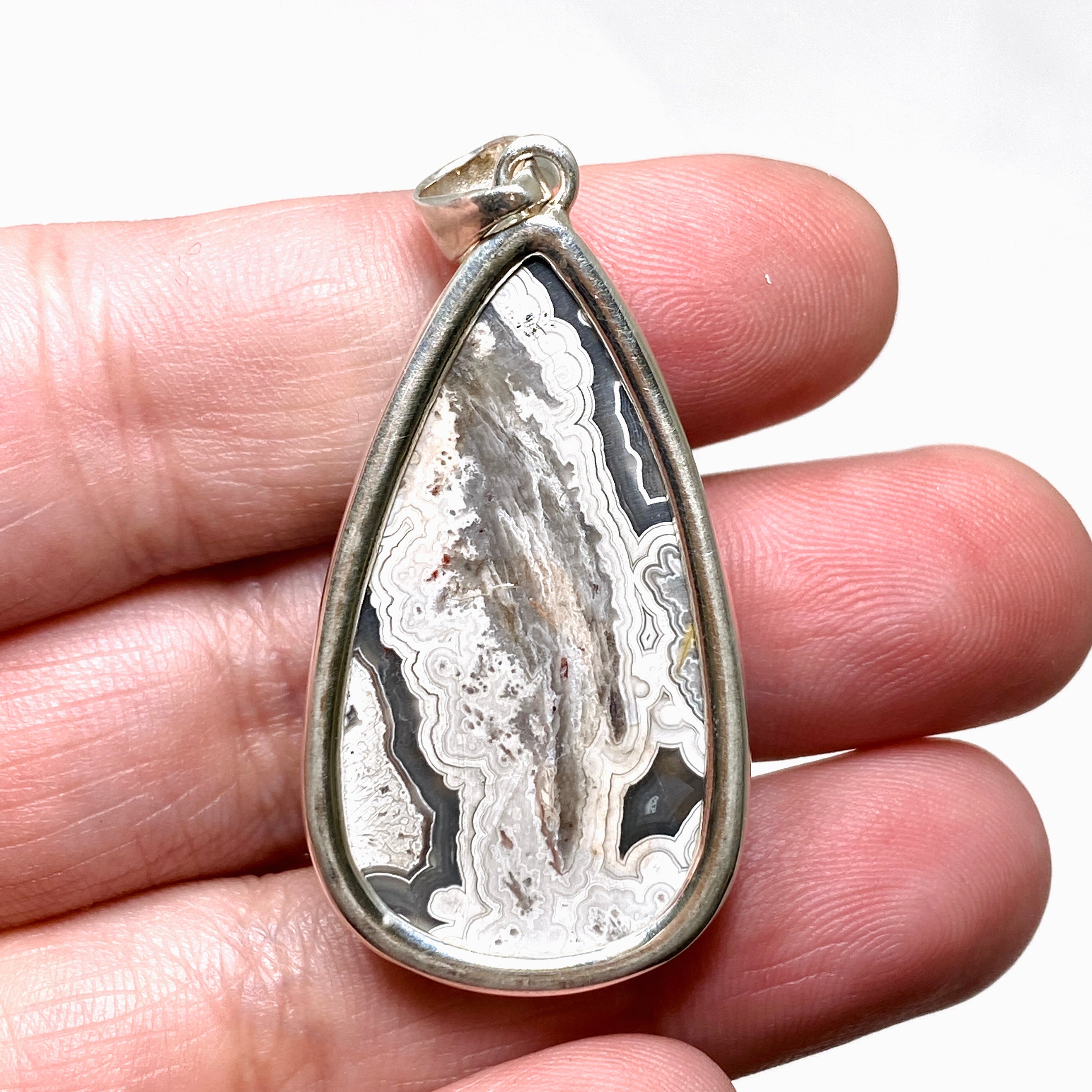 Mexican Crazy Lace Agate Teardrop Pendant Necklace KPGJ4574 | Handmade Gemstone Jewelry for Women | Perfect for Boho Fashion & Special Occasions