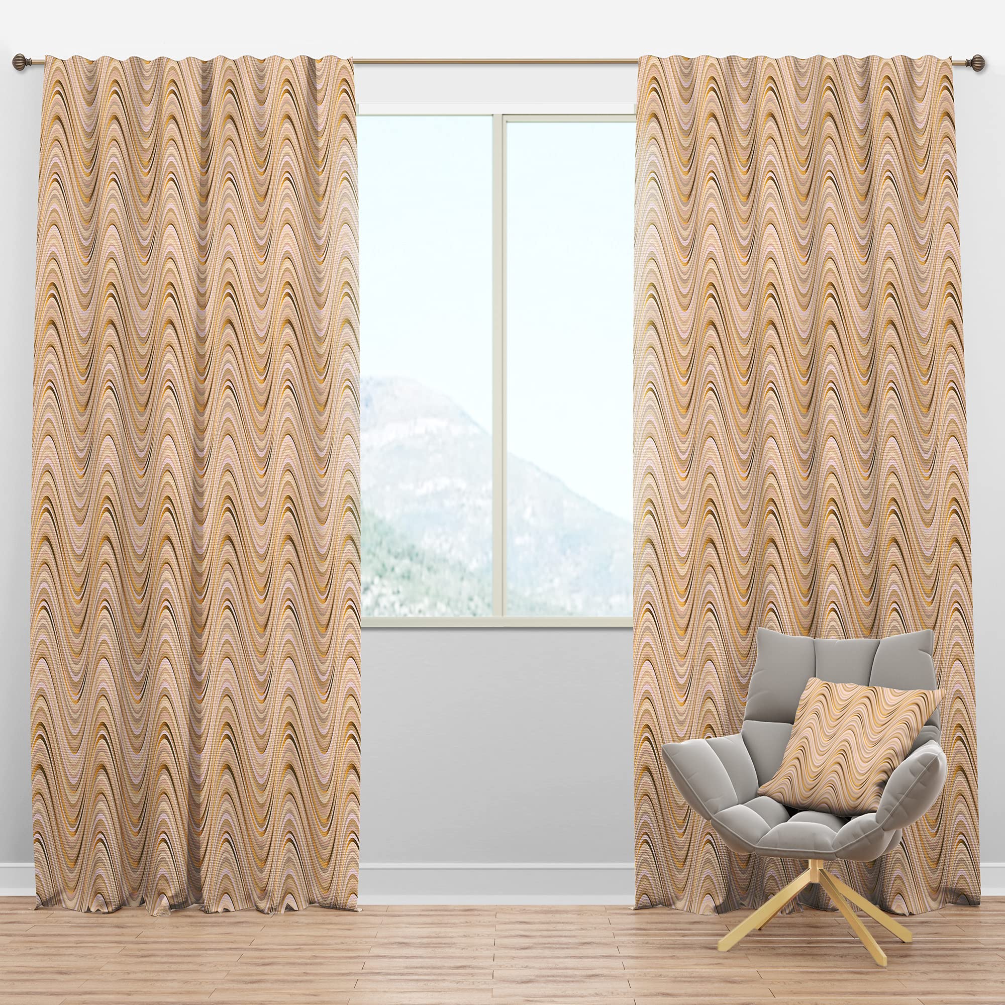 DesignQ Blackout Curtains 'Abstract Luxury Beige Waves' - Thermal Insulated Single Panel (52x108 inches) for Bedroom & Living Room - Noise Reducing & Energy Saving Window Drapes for Better Sleep & Home Decor