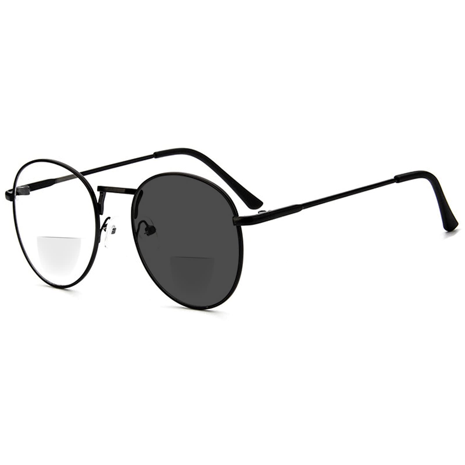 Photochromic Gray Bifocal Reading Glasses - Transition Bifocal Sunglasses for Men & Women - Light to Dark Lenses for Indoor/Outdoor Use - Perfect for Reading, Driving & Outdoor Activities