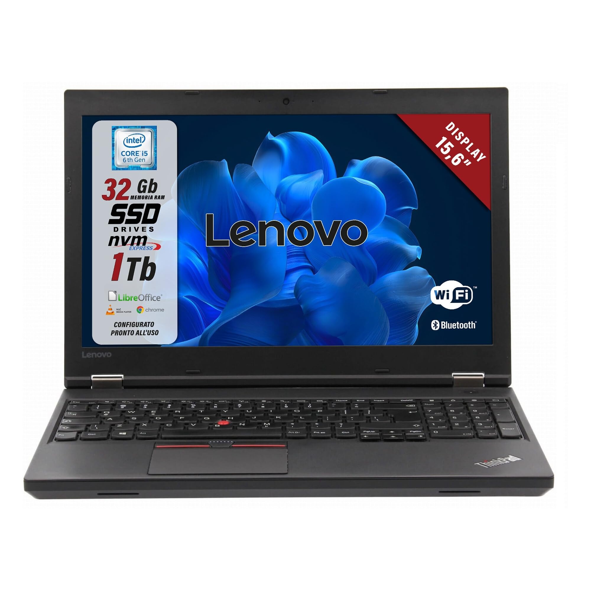 Refurbished Lenovo ThinkPad Laptop - Intel Core i5-6th Gen, 15.6