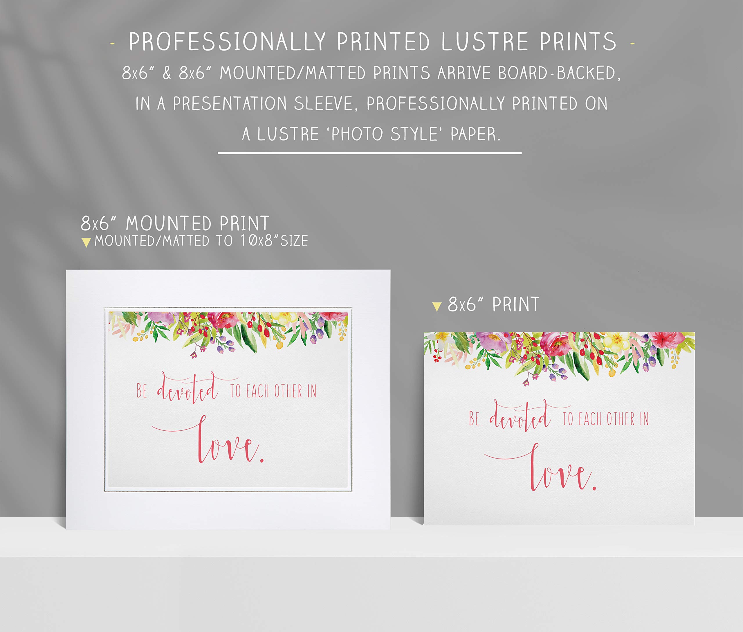 Be Devoted To Each Other In Love Romans 12:10 Bible Verse Print - Christian Wedding & Anniversary Gift - Perfect for Home Decor, Church Weddings & Christian Couples