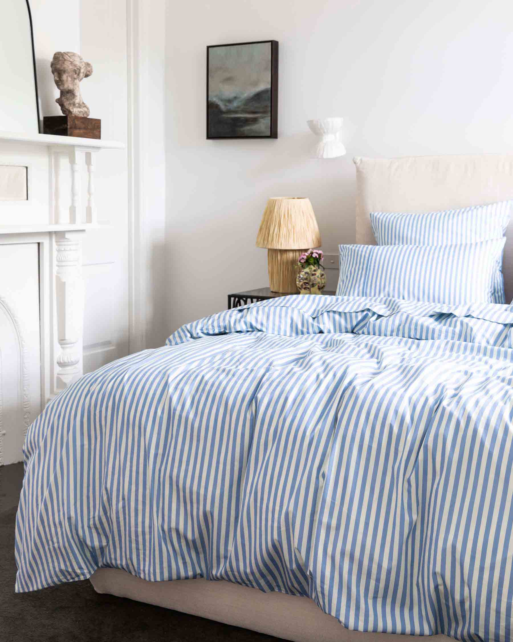 Organic Cotton Striped European Pillowcases - Soft Breathable Bedding for Coastal & Beach House Decor - Perfect for Guest Rooms, Vacation Homes & Nautical Themed Bedrooms
