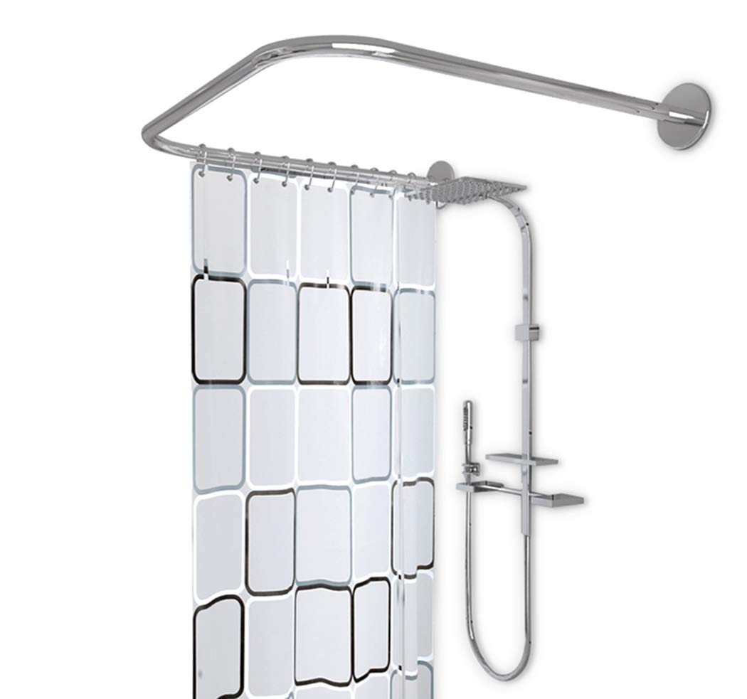 Adjustable Telescopic Stainless Steel Shower Curtain Rod - No Drill Installation (80-130cm) for Bathroom, Shower Stall & Bathtub