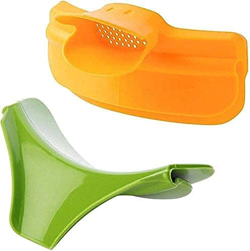 2 Pack Silicone Kitchen Strainer - Anti-Spill Pot Edge Deflector with Duckbill Spout, Soup Funnel & Drain Pourer for Safe Liquid Transfer - Perfect for Cooking, Baking, Canning and Meal Prep
