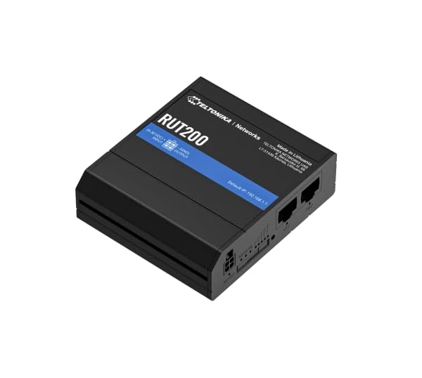 Teltonika RUT200 4G LTE Cat4 Industrial M2M IoT Router with O2 Data SIM Card - High-Speed Wireless Networking for Remote Monitoring, Smart Factories, and Fleet Management