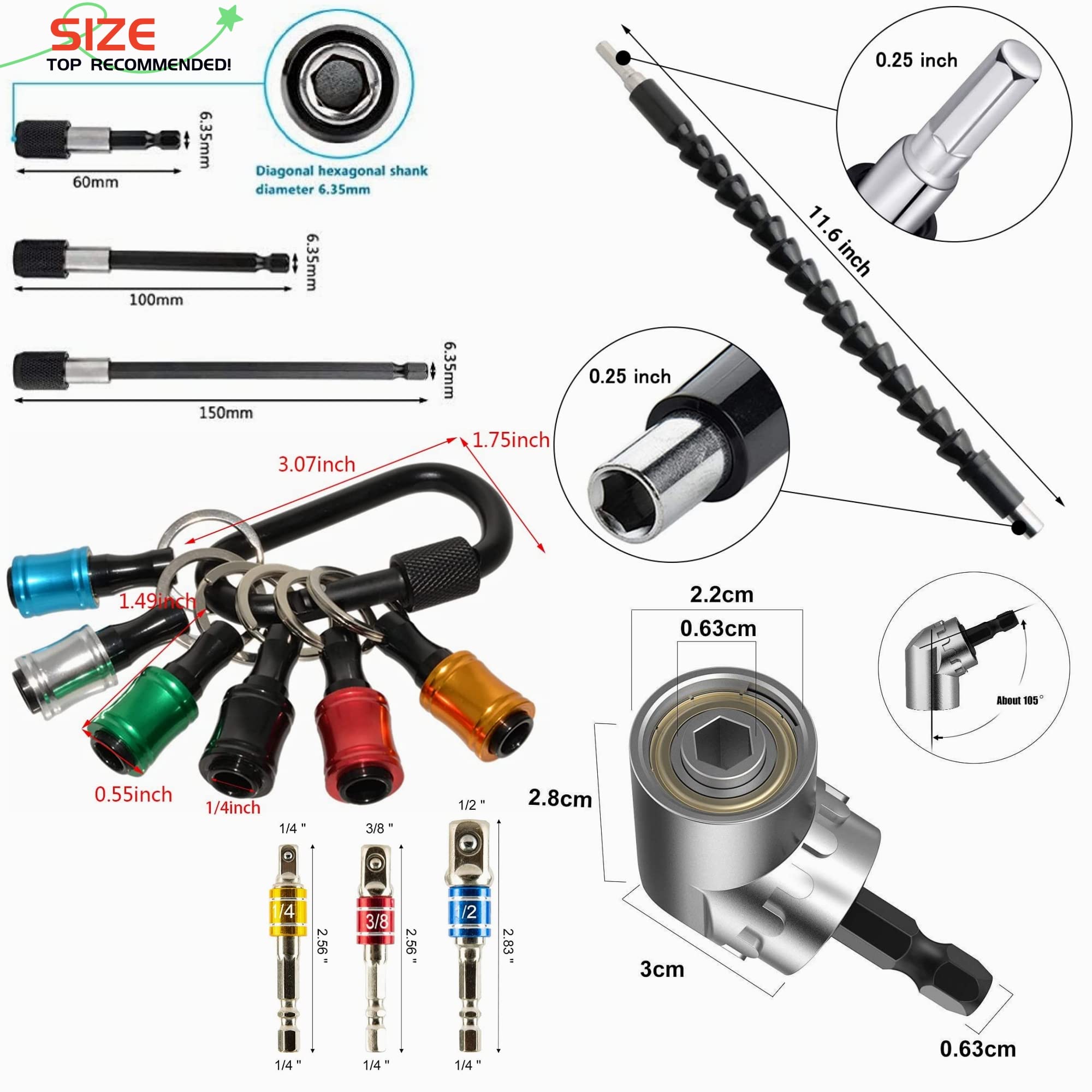 26Pcs Flexible Drill Bit Extension Set - 1/4