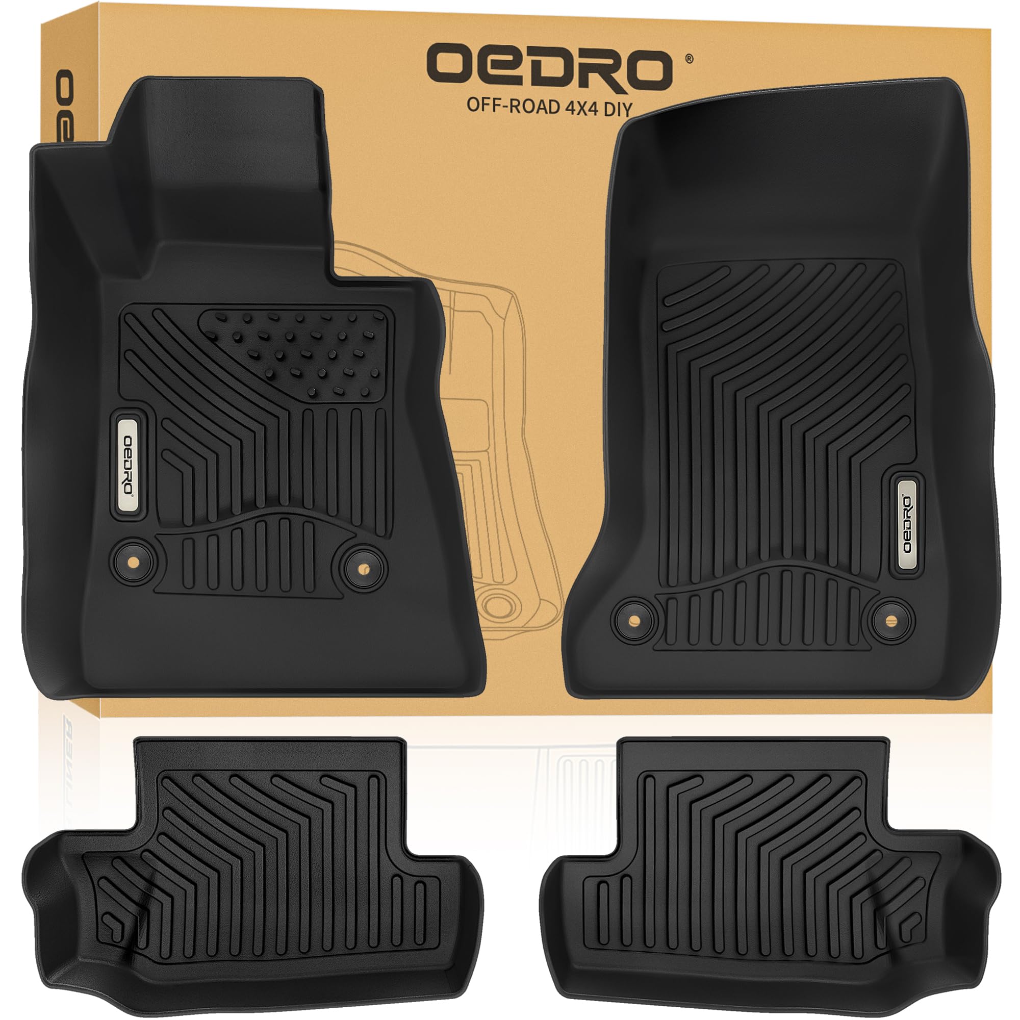 OEDRO All-Weather Floor Mats for 2016-2024 Chevrolet Camaro - Premium Black TPE Car Mats Set (Front & Rear) - Durable, Non-Slip Protection for Rain, Snow & Mud - Perfect for Daily Commute, Road Trips & Off-Road Adventures