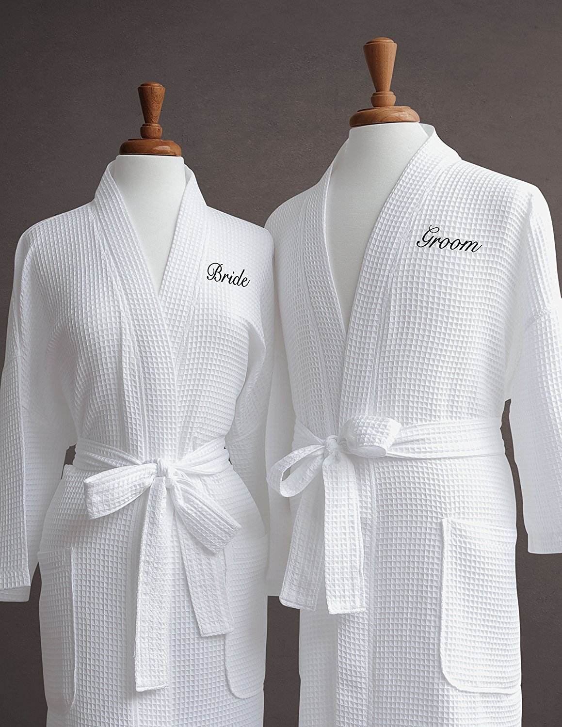 Luxury Egyptian Cotton Waffle Weave Robe for Bride and Groom - Soft & Absorbent Wedding Bathrobe for Honeymoon & Spa Relaxation