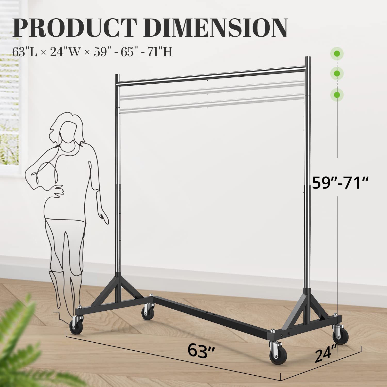 Heavy Duty Commercial Z Base Garment Rack - Adjustable Rolling Clothes Rack with Wheels, Holds 400 lbs, Chrome Finish - Perfect for Retail Stores, Boutiques, and Clothing Displays