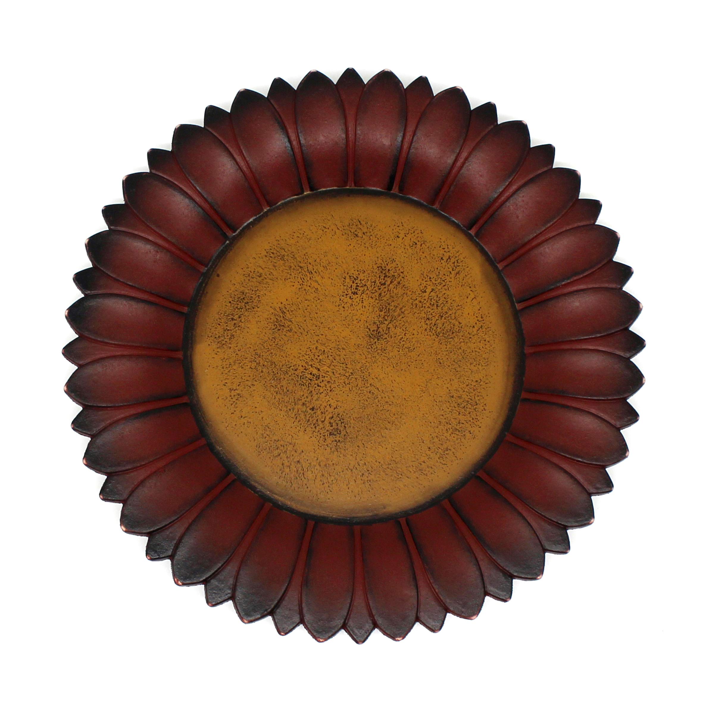 Vintage Sunflower Shaped Wooden Plate - 11 Inch Burgundy Country Style Home & Office Decor | Perfect for Farmhouse Dining, Wall Art, and Rustic Table Displays