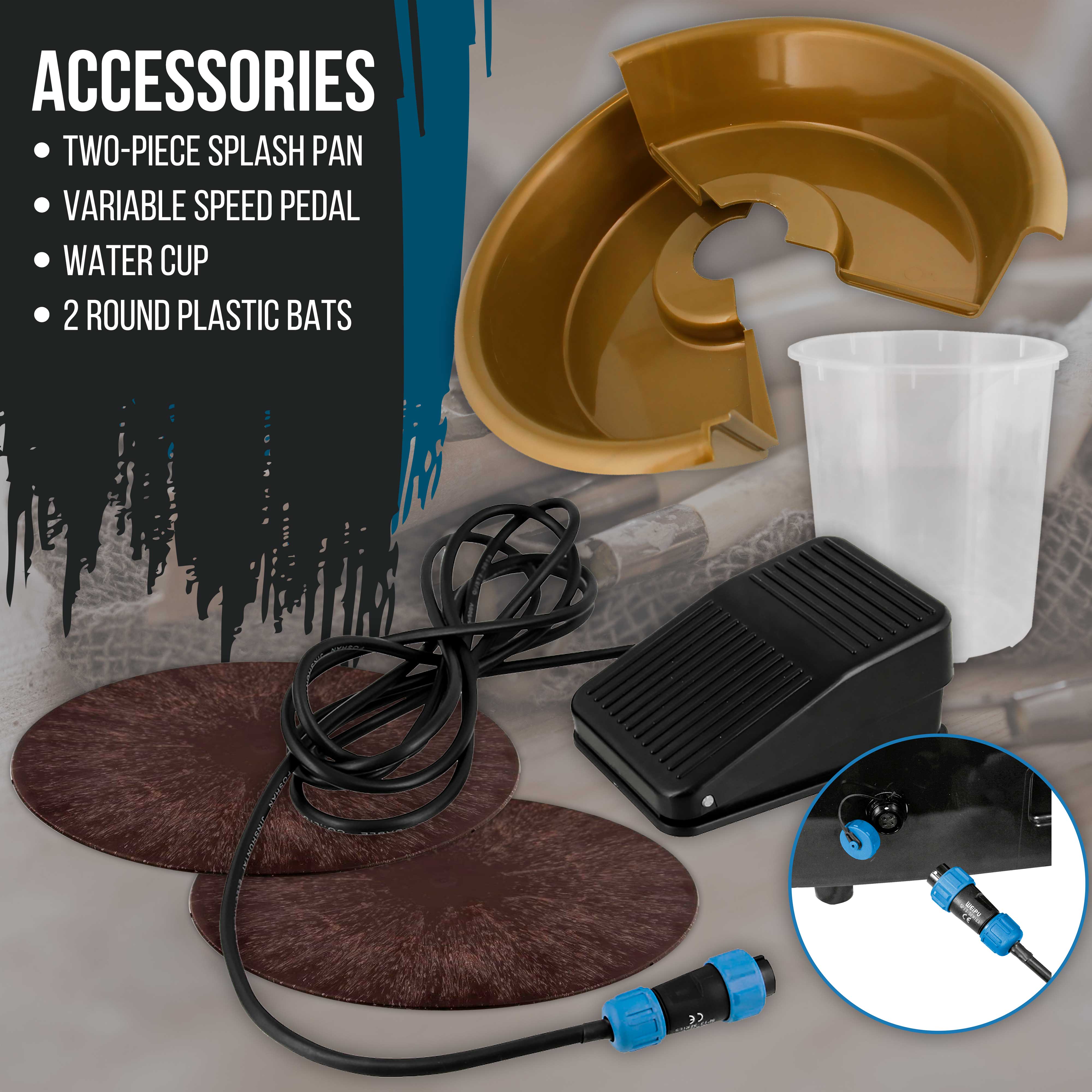 3/4 HP Electric Pottery Wheel with LCD Speed Display & Foot Pedal - 11 Bat Included, Reversible Spin for Ceramics, Clay, Pottery Making - Perfect for Artists, Hobbyists & Classrooms (Create Bowls, Cups & More)