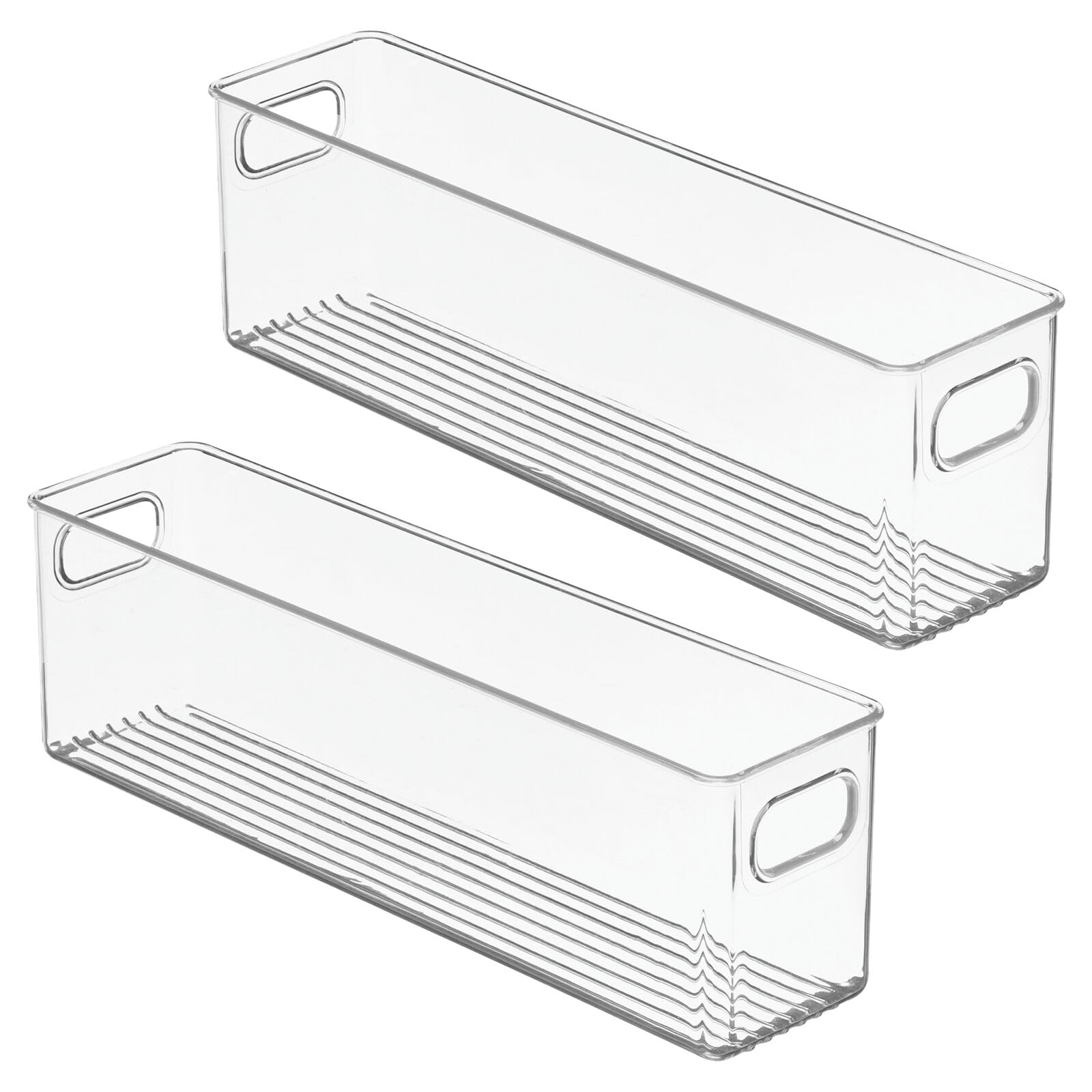 Plastic Kitchen Organizer Bin with Handles - 2 Pack for Pantry, Fridge & Cabinet Storage - Perfect for Canned Food & Snacks