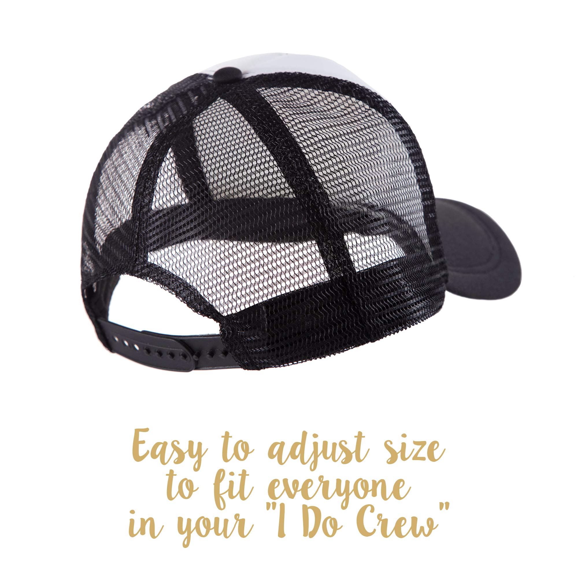 Pop Fizz Designs Bachelorette Party Trucker Hats - 12 Pack (1 Bride Hat + 11 Bridesmaid Hats) - Black Wedding Party Favors for Bachelorette Celebrations & Girls' Night Out