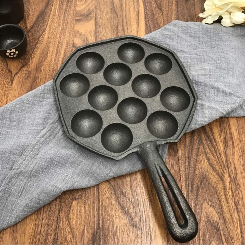DOITOOL Cast Iron Octopus Ball Maker Pan - Nonstick 12-Hole Grill Pan for Stovetop, Egg Ball Baking & Takoyaki - Perfect for Home Cooking, Party Snacks & Japanese Street Food Style