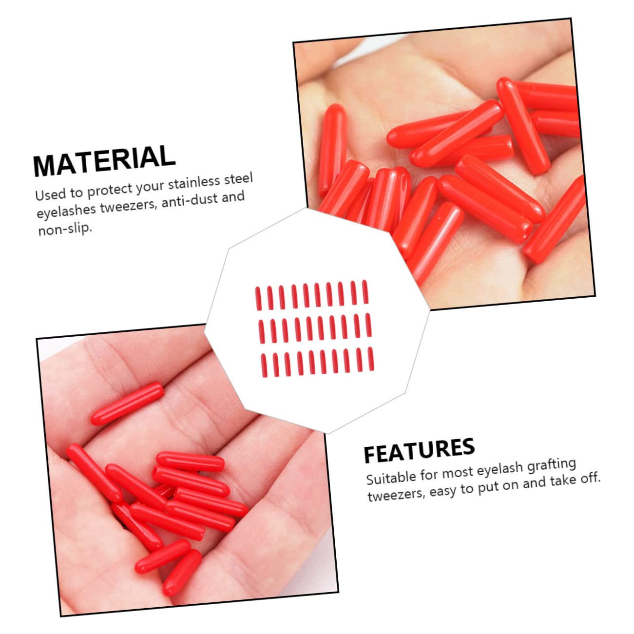 Hemoton 100 Pack Tweezer Tip Guards - Red Protective Covers for Eyebrow & Eyelash Tweezers | Prevents Damage & Extends Lifespan | Perfect for Salons, Home Use & Travel Beauty Kits