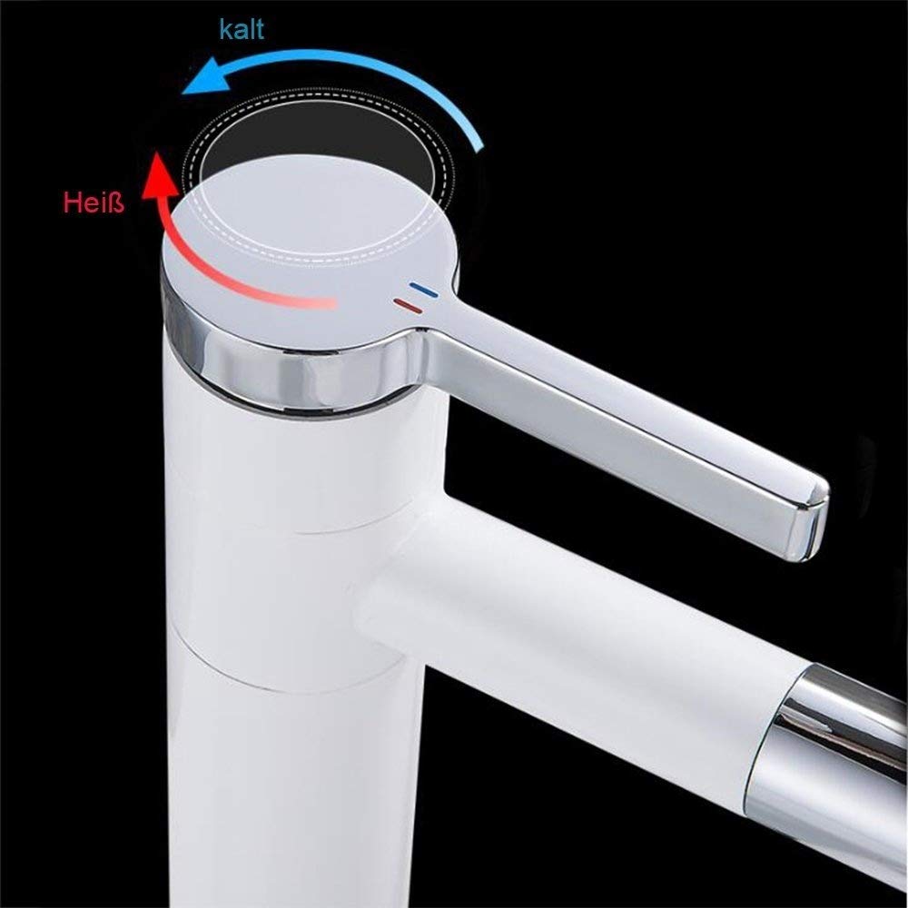 360° Rotatable White Bathroom Faucet - Single Lever Mixer for Sink & Basin - Perfect for Kitchen & Bathroom Use
