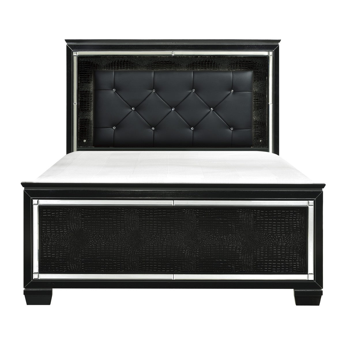 Allura Black Queen Size Bed Frame with LED Lighting - Modern Platform Bed for Bedroom, Home Decor, and Stylish Sleeping Space