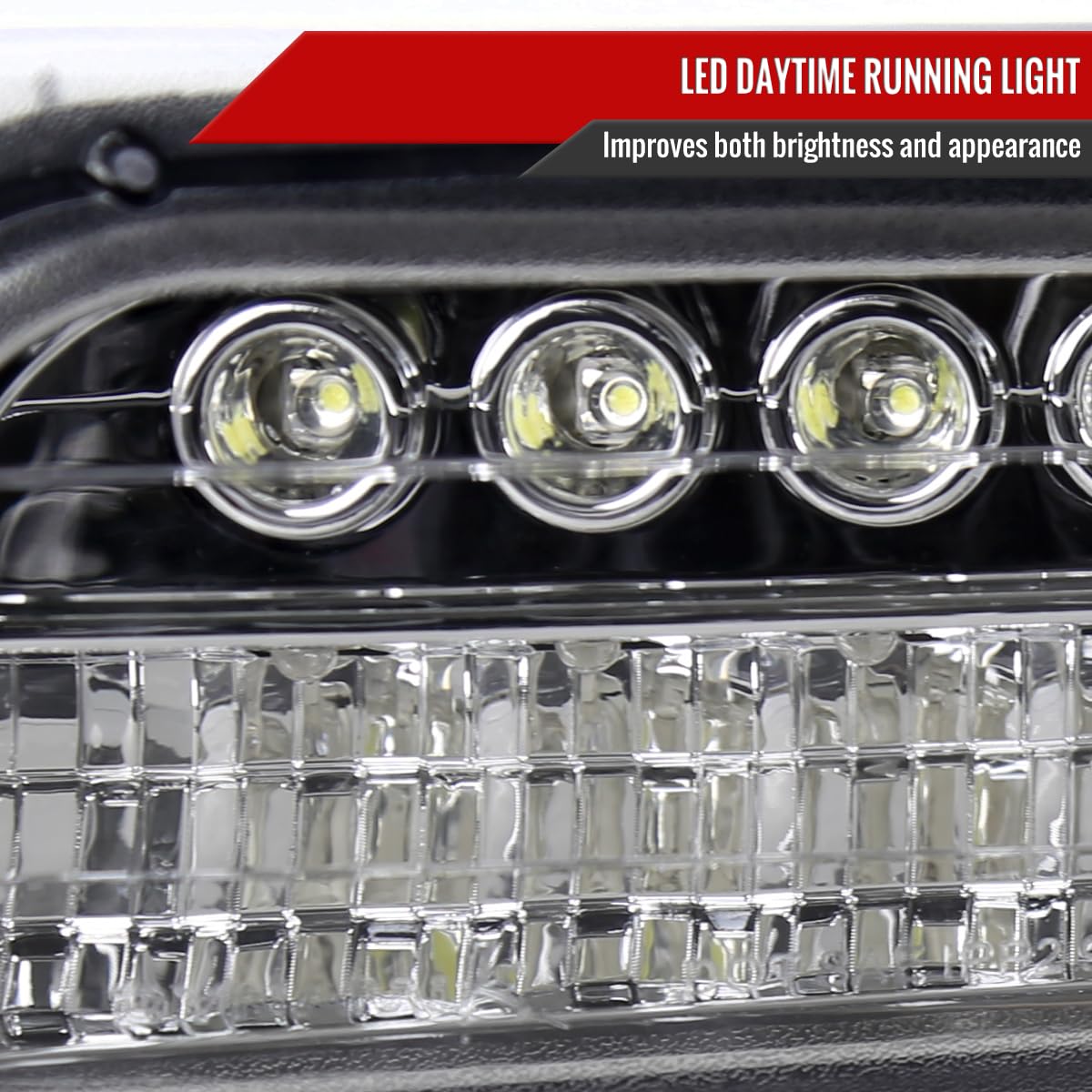 99-02 Chevy Silverado & 00-06 Suburban Clear Projector Headlights with LED Bumper Lamps - High Visibility Upgrade for Night Driving & Off-Road Adventures