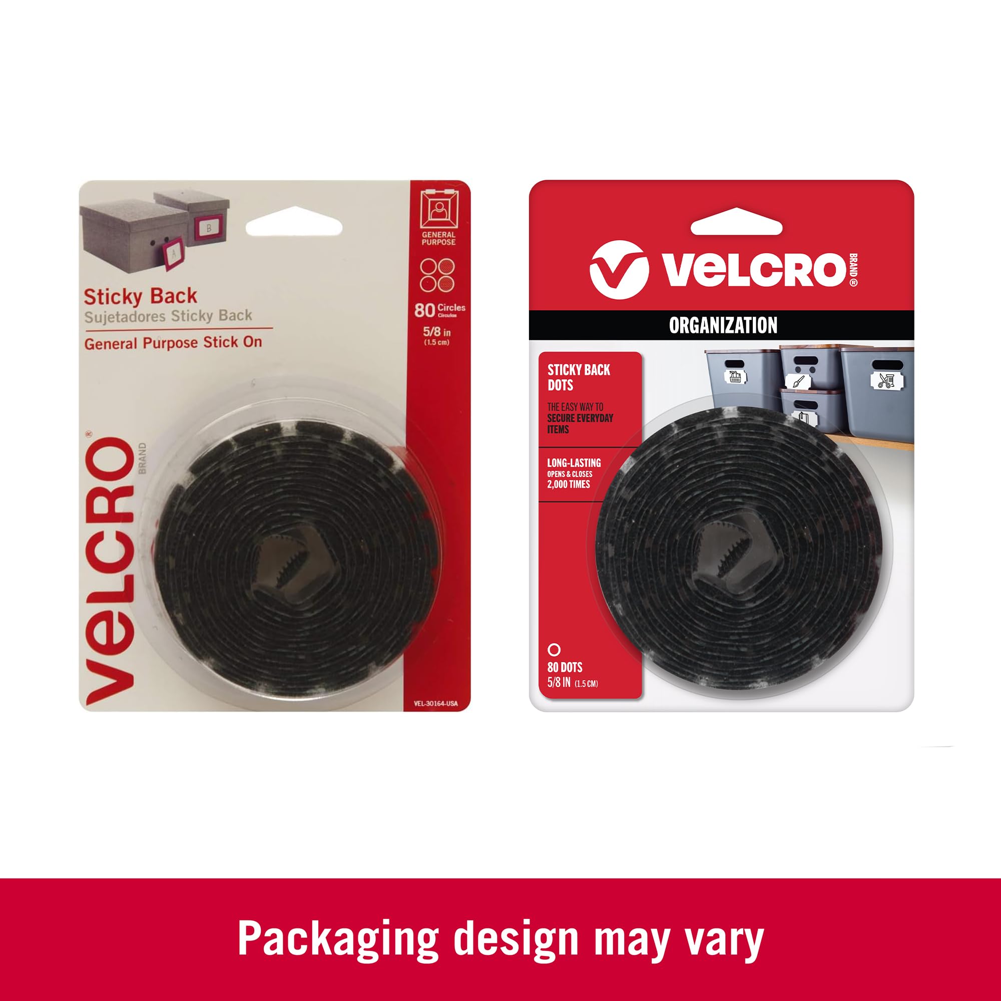VELCRO Brand - Sticky Back Hook and Loop Fasteners | 5/8 Inch Self-Adhesive Coins | 80-Pack Black | Ideal for Organizing Cables, DIY Projects & Office Supplies | Strong Reusable Adhesive for Home & Workspace