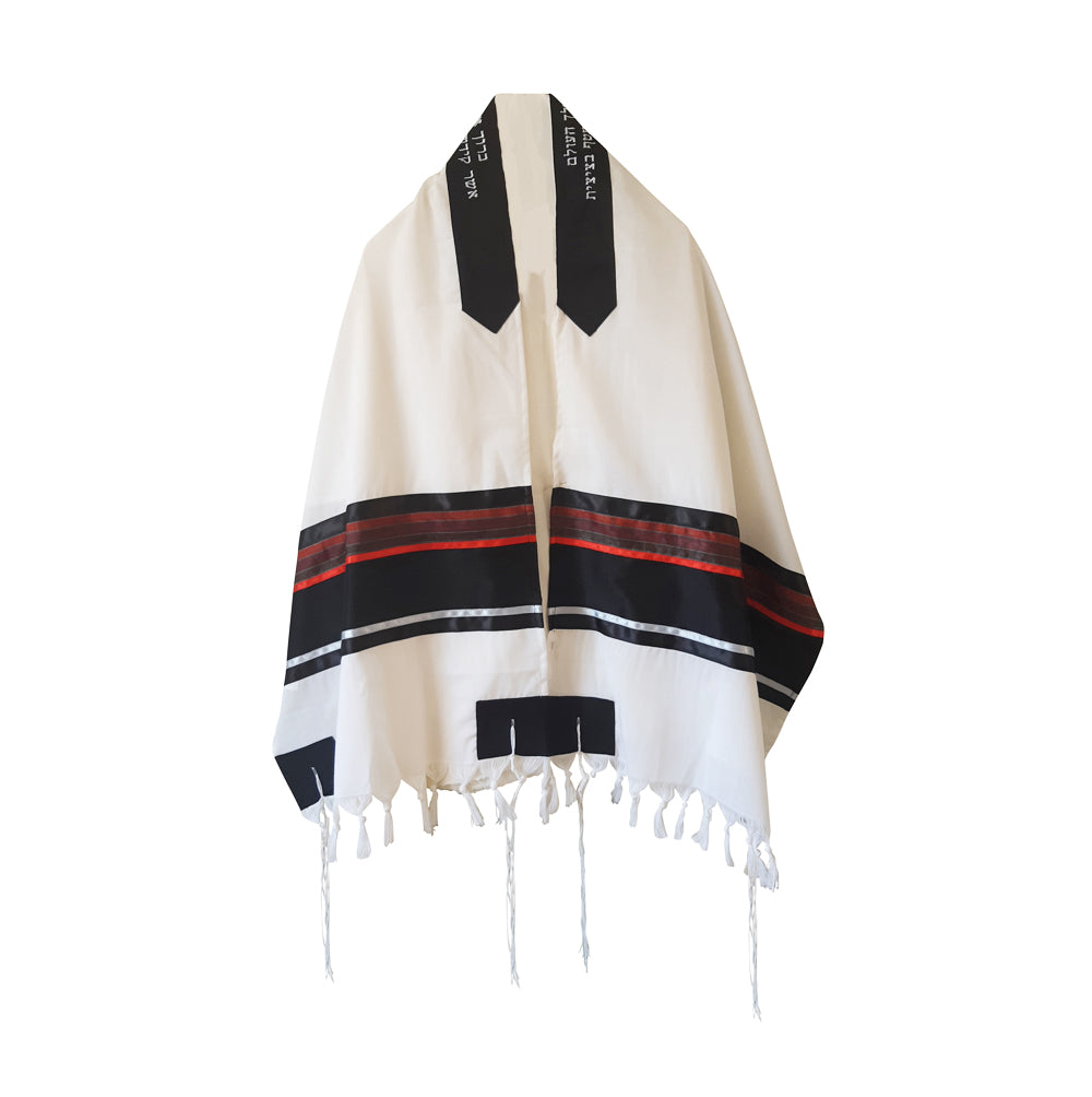Red and Black Tallit Prayer Shawl - Premium Bar Mitzvah Tallit Set with Matching Bag - Perfect for Jewish Religious Ceremonies & Synagogue Worship