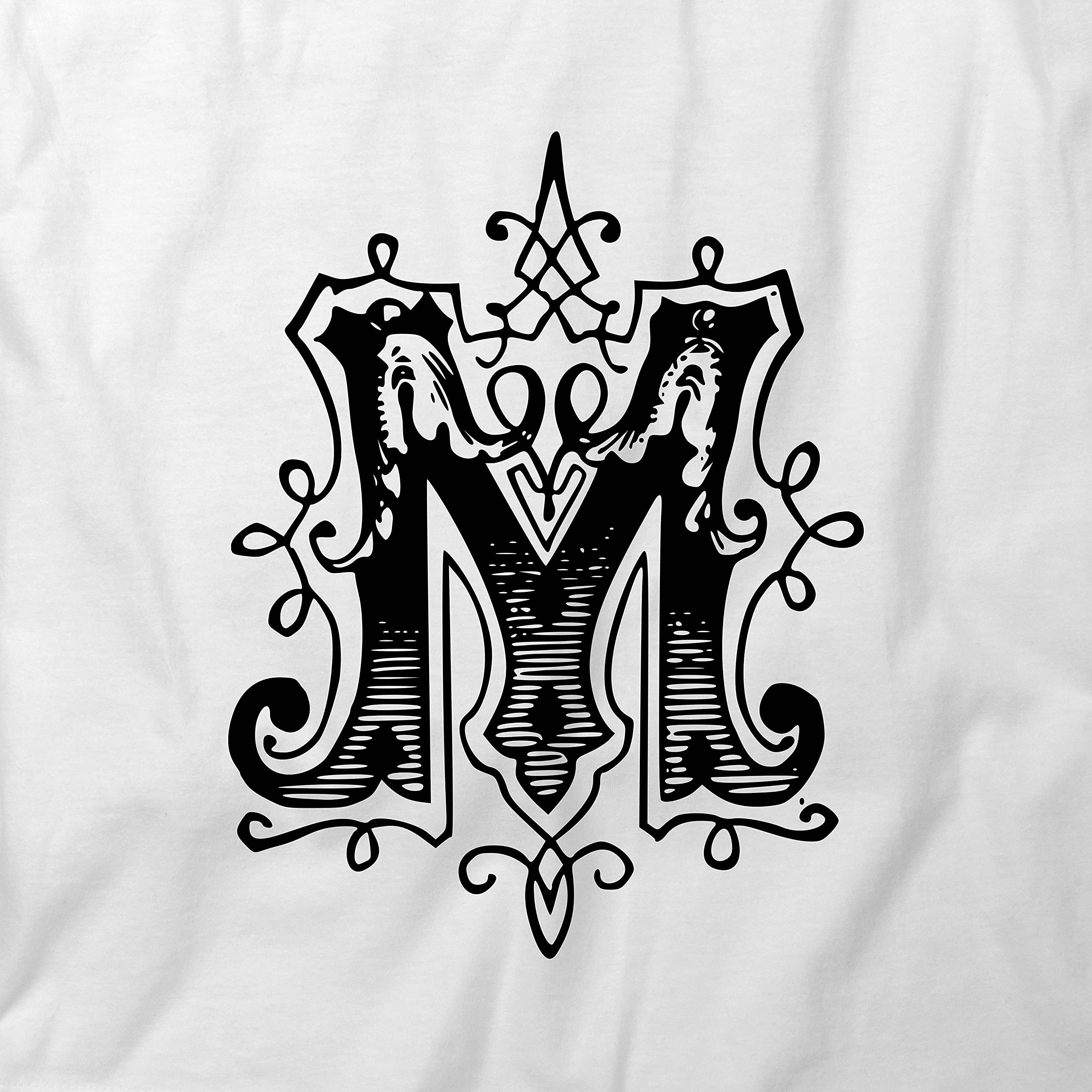 Letter M Graphic T-Shirt for Men & Women - Soft Cotton White Printed Tee - Casual Wear, Street Style, Gifts & Everyday Outfits
