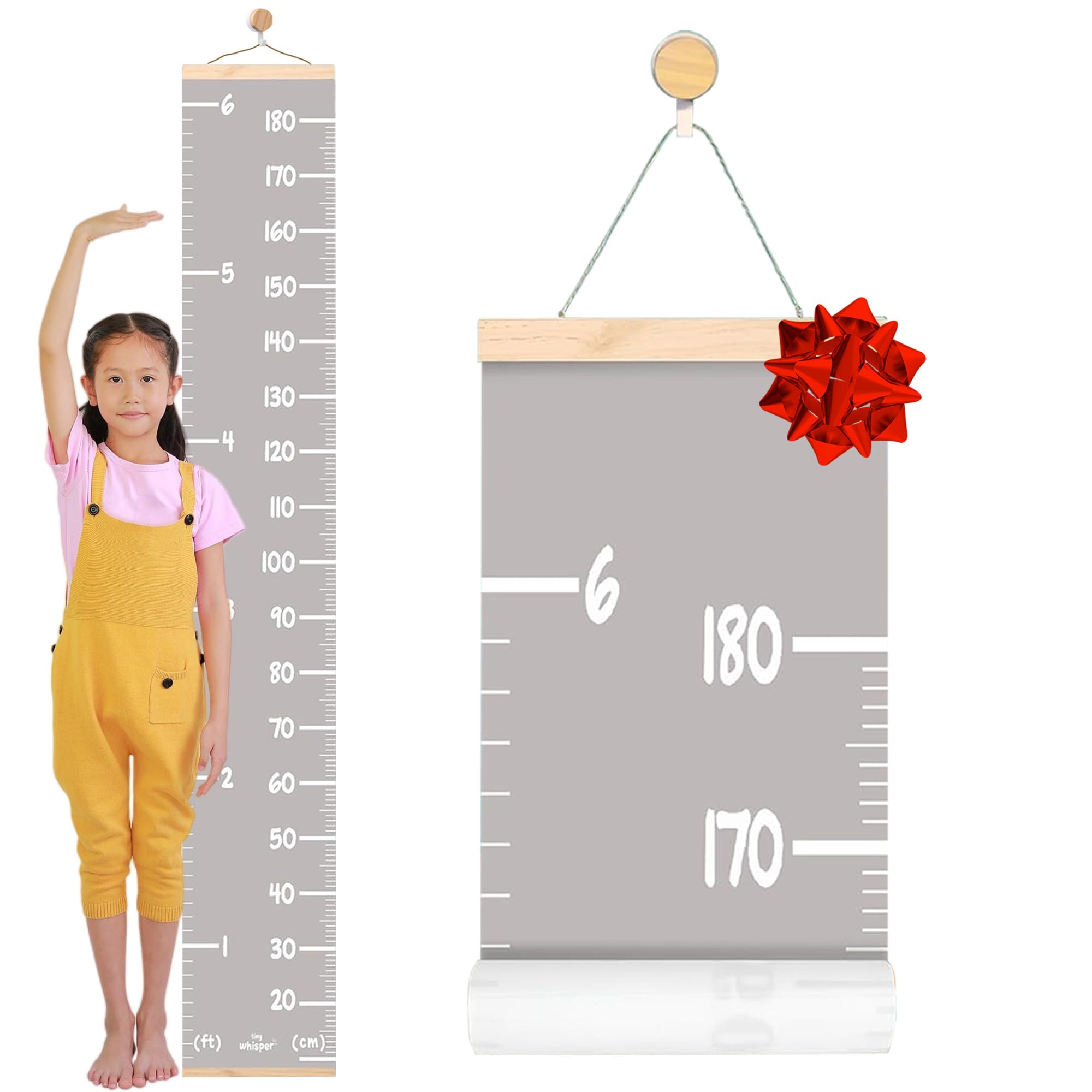 Personalized Kids Growth Chart Wall Decal - Custom Canvas Height Measurement for Children & Toddlers with Removable Stickers - Perfect for Nursery, Bedroom, and Playroom Decor