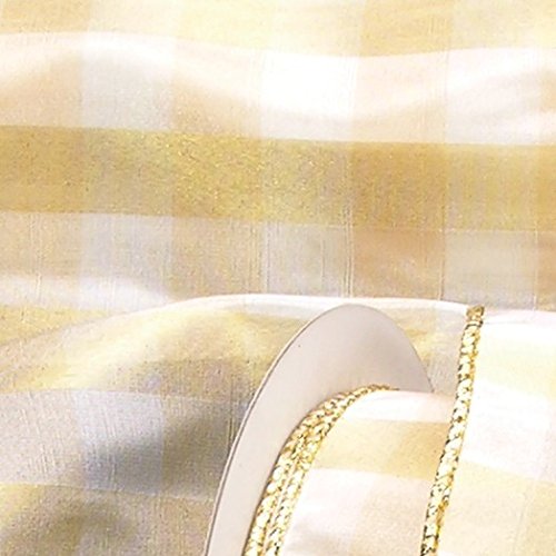 Sheer Gold and Cream Buffalo Plaid Wired Craft Ribbon - 6