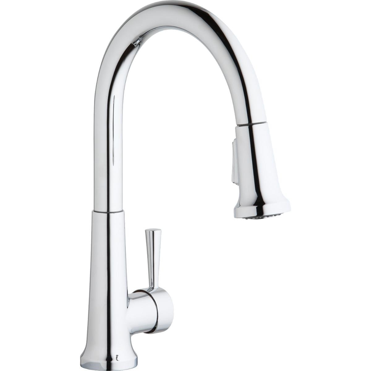 Elkay LK6000CR Single Hole Deck Mount Kitchen Faucet with Pull-Down Sprayer, Chrome Finish - Perfect for Modern Kitchens, Dishwashing & Food Prep