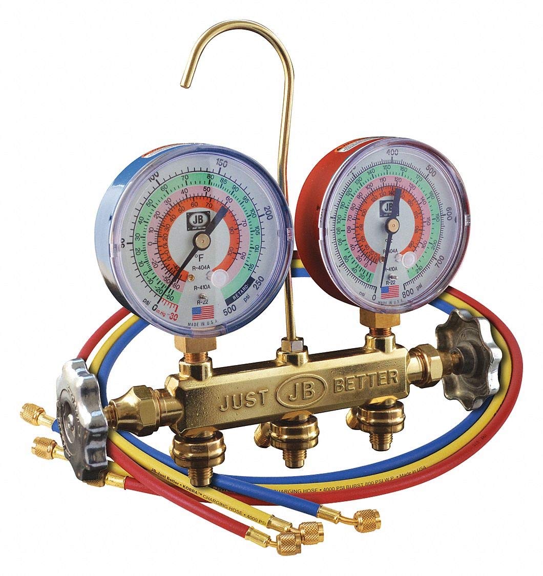 22233 - High Pressure Charging Manifold with Hose for HVAC & Refrigeration Systems - Perfect for AC Repair, Automotive & Industrial Applications