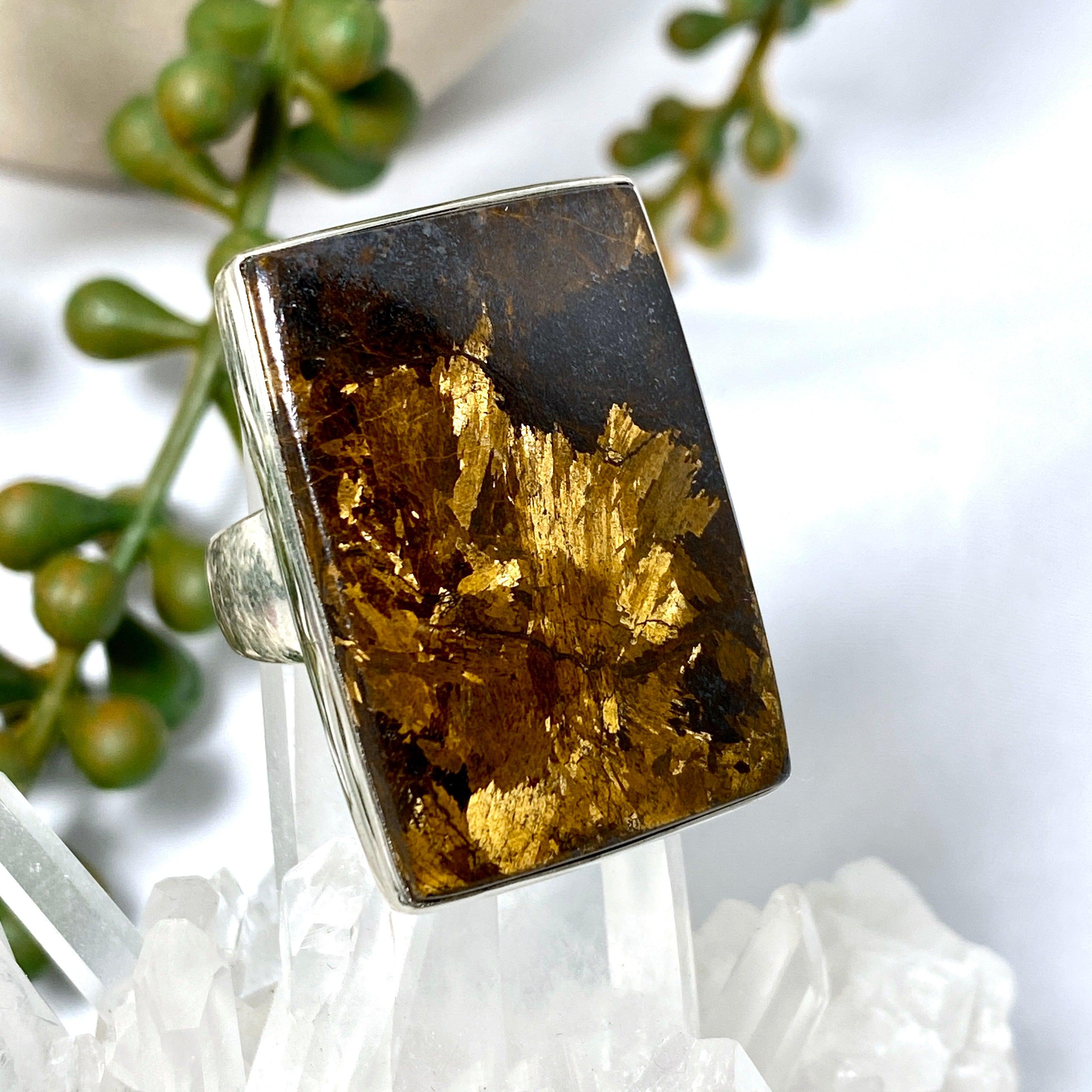 Bronzite Rectangular Ring Size 11 - KRGJ2461 - Elegant Jewelry for Women, Perfect for Everyday Wear and Special Occasions
