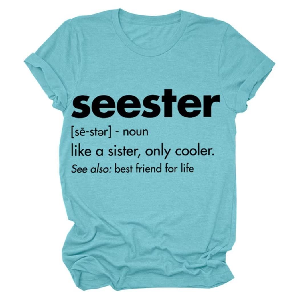 Funny Sister Graphic T-Shirt for Women - Casual Short Sleeve Top | Perfect for Sibling Bonding, Girls' Day Out & Family Events