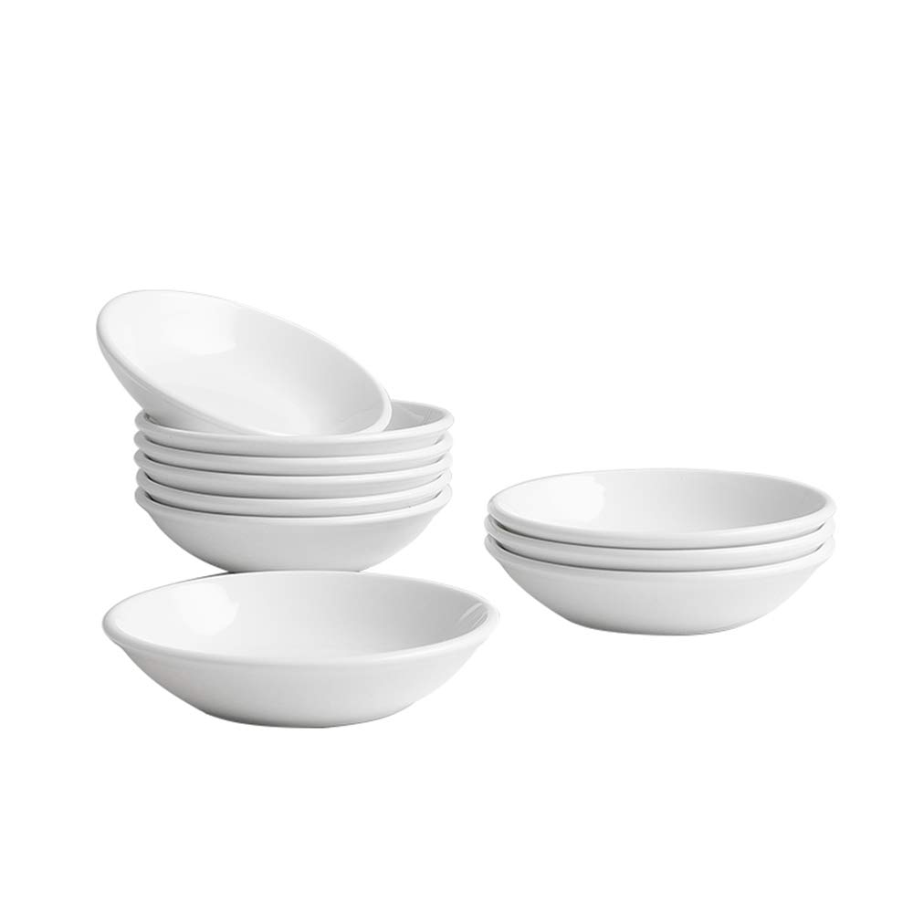 UIBFCWN 10-Pack 3 Oz Ceramic Dip Bowls Set - White Mini Sauce Dishes for Ketchup, Soy Sauce, BBQ, Sushi, Salad Dressing - Perfect for Parties, Family Gatherings & Restaurants