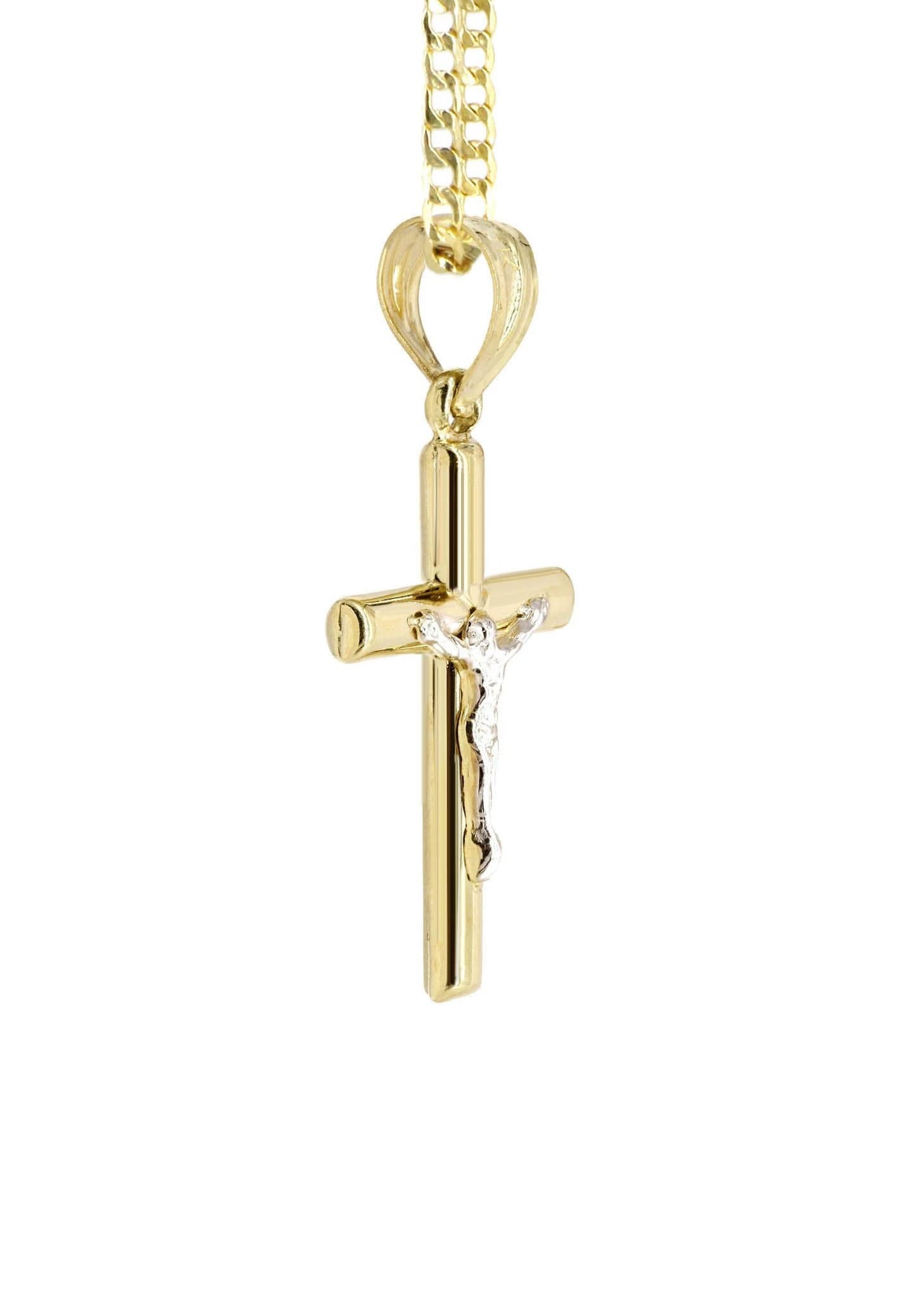 10K Gold Crucifix Necklace for Men - 5 Grams Solid Gold Cross Pendant | Religious Jewelry Gift for Baptism, First Communion & Everyday Wear