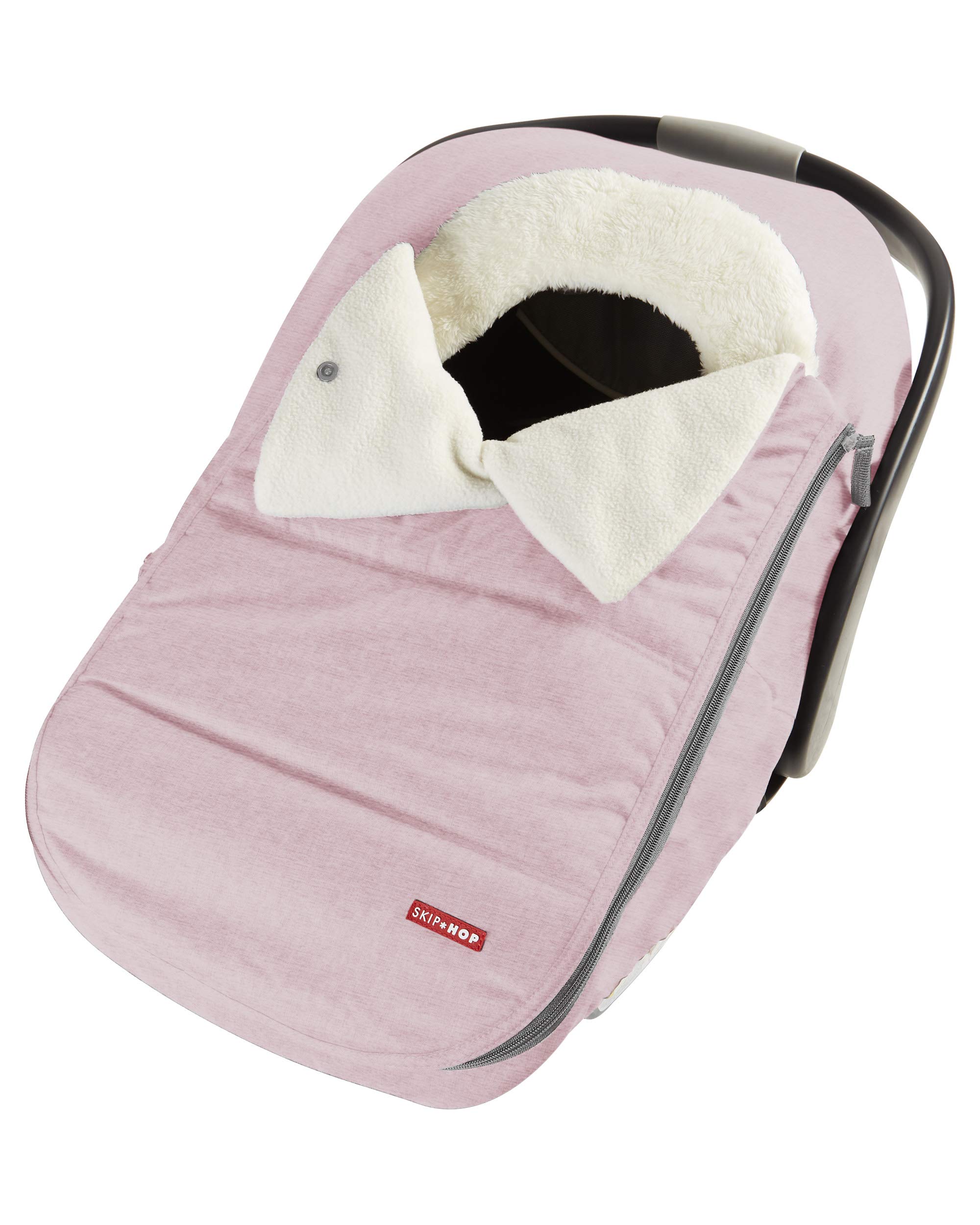 Skip Hop Winter Car Seat Cover for Baby - Stroll & Go Insulated Pram Blanket, Pink Heather | Warm & Cozy Infant Car Seat Protector for Cold Weather, Stroller & Shopping Trips