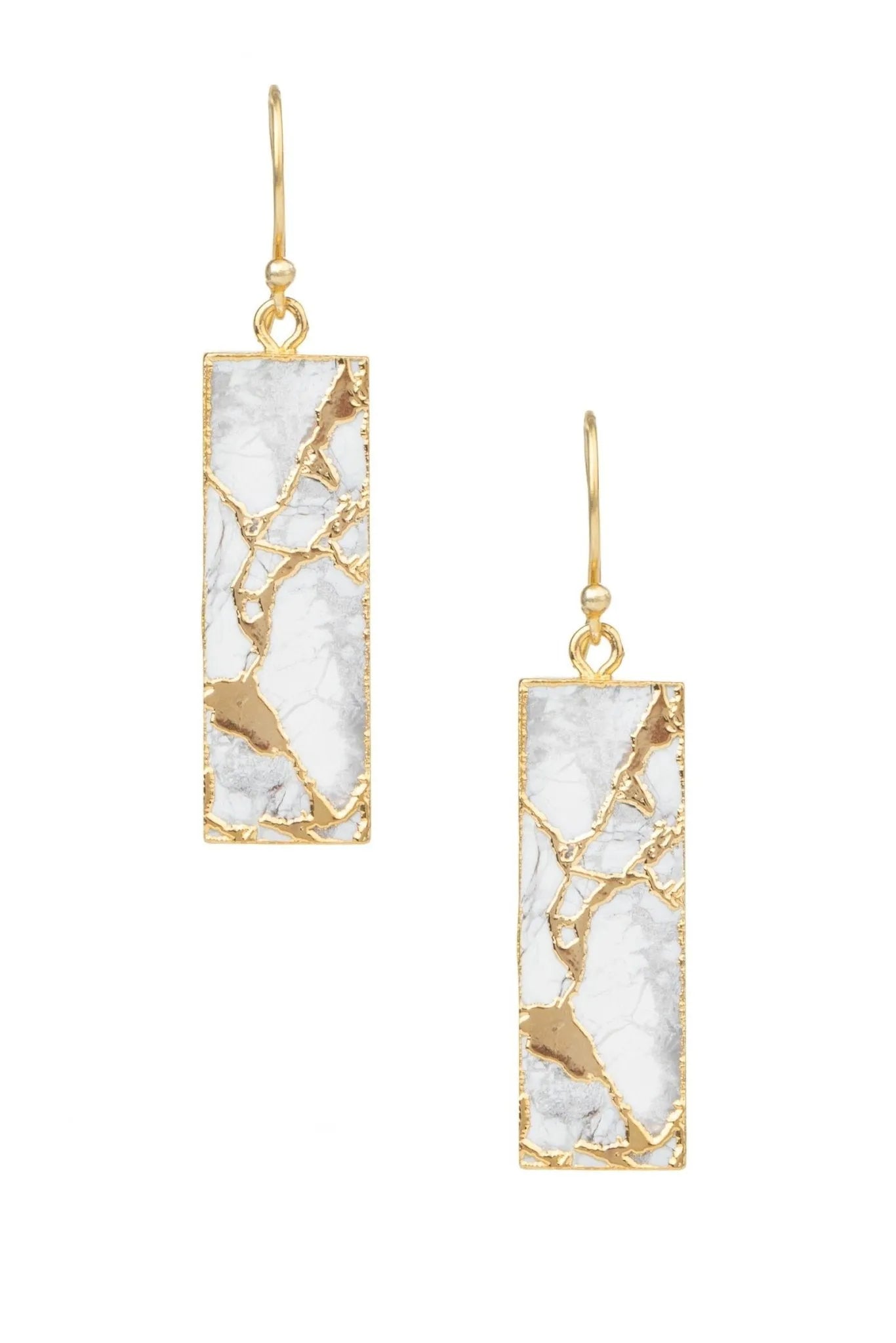 Gemstone Rectangle Mojave Earrings for Women - Elegant Boho Dangle Earrings with Natural Stones - Perfect for Parties, Weddings & Everyday Wear