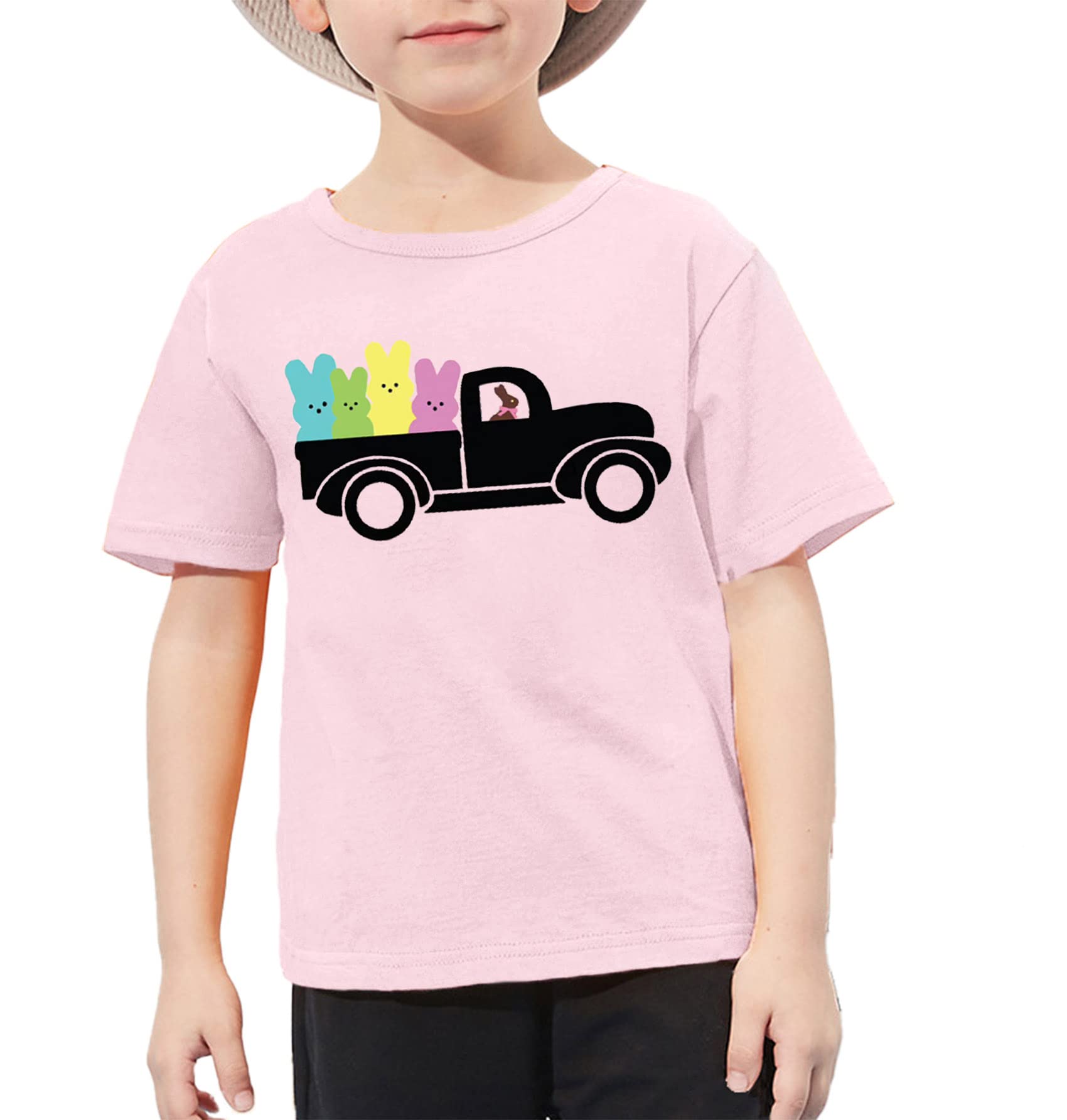 Happy Easter Bunny Rabbit Graphic T-Shirt for Toddler Boys & Girls - Cute Easter Egg Letter Print Tee - Perfect for Easter Celebrations, Family Photos & Spring Outfits
