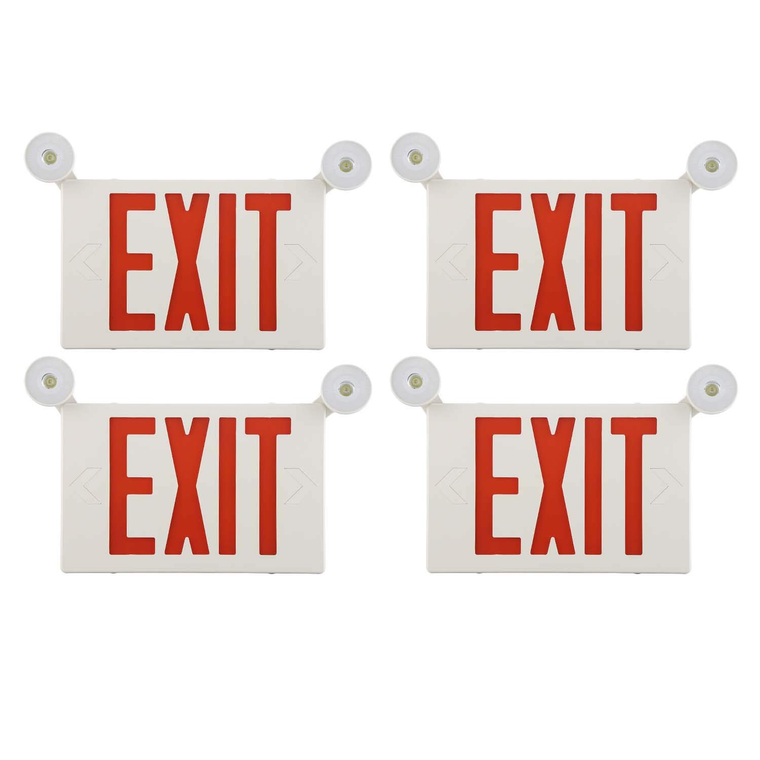 SPECTSUN 4-Pack LED Exit Signs with Battery Backup & Emergency Lighting - Hardwired Double-Sided Fire Exit Signs for Home, Office & Commercial Buildings - Perfect for Power Outages & Emergency Evacuations